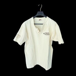 Vintage Y2K Harley Davidson Henley Shirt Large Cream Ribbed Moroneys NY 2005